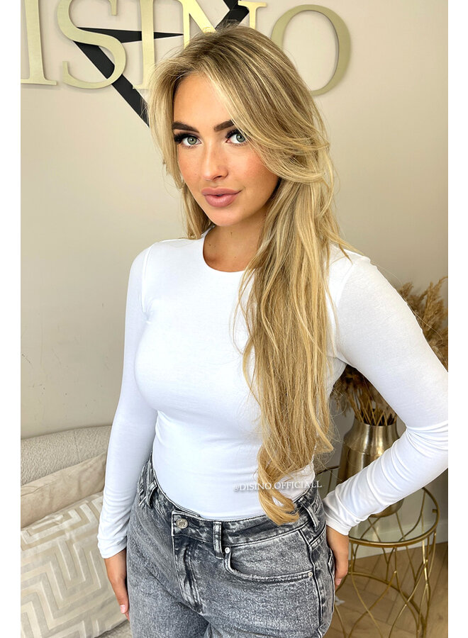 WHITE - 'JACKY LONGSLEEVE' - DOUBLE LAYERED BASIC TOP