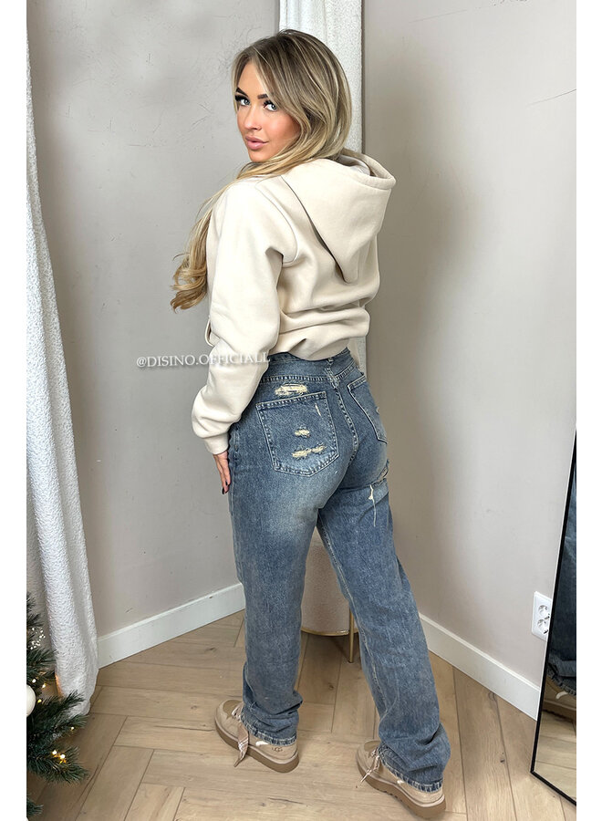 BEIGE - 'BROOKE HOODIE' - FLEECE BASIC HOODIE