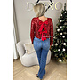 RED - 'SAGE TOP' - SEQUIN LONG SLEEVE BOW TOP