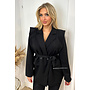 BLACK - 'MELINA BLAZER' - PUFF SHOULDER LONG BLAZER