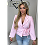 PINK - 'FÉLINE LONG SLEEVE' - PUFF SLEEVE WRAPPED BLAZER