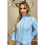 LIGHT BLUE - 'EVELYNN V2 KNIT' - KNITTED CABLE SWEATER