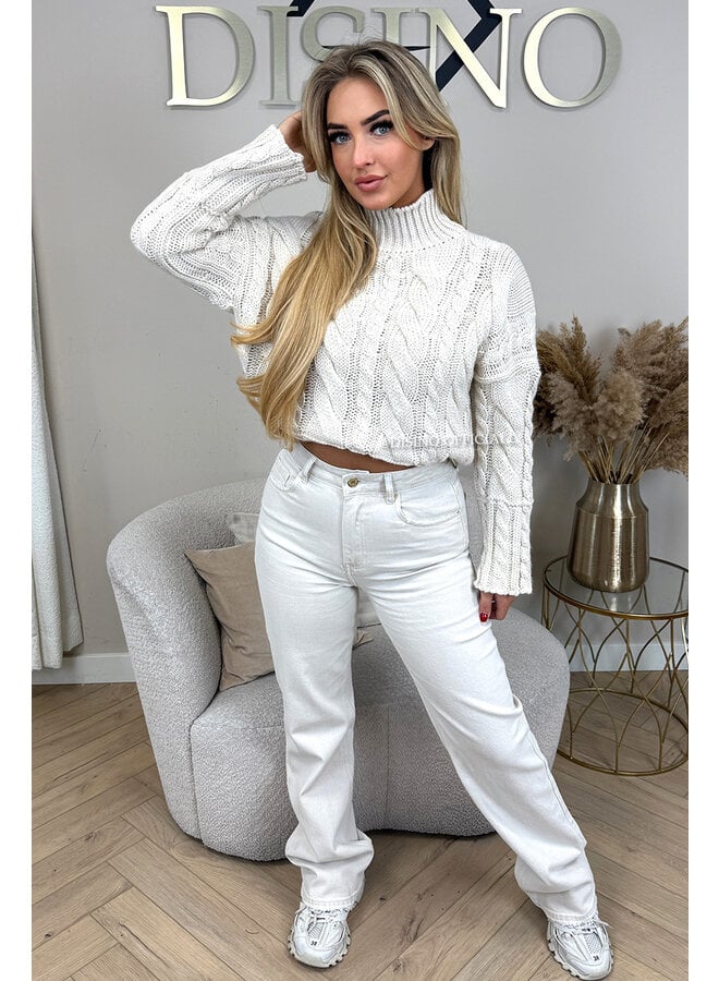 BEIGE - 'EVELYNN V2 KNIT' - KNITTED CABLE SWEATER