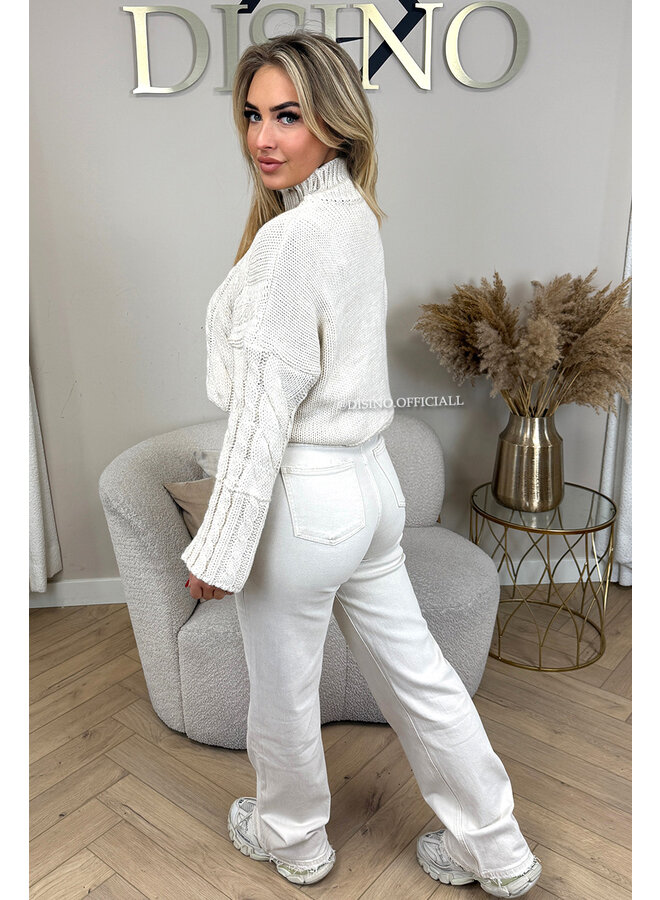 BEIGE - 'EVELYNN V2 KNIT' - KNITTED CABLE SWEATER