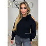 BLACK - 'GINNY' - OPEN SHOULDER BOW KNITTED SWEATER