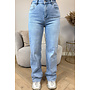 LIGHT BLUE - 'MANHATTAN CURVY' - SUPER STRETCH HIGH WAIST WIDE LEG JEANS BIG SIZE
