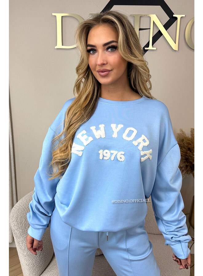 LIGHT BLUE - 'NY DONNA SET' - EXTRA SOFT & COMFY SWEATER + PANTS SET