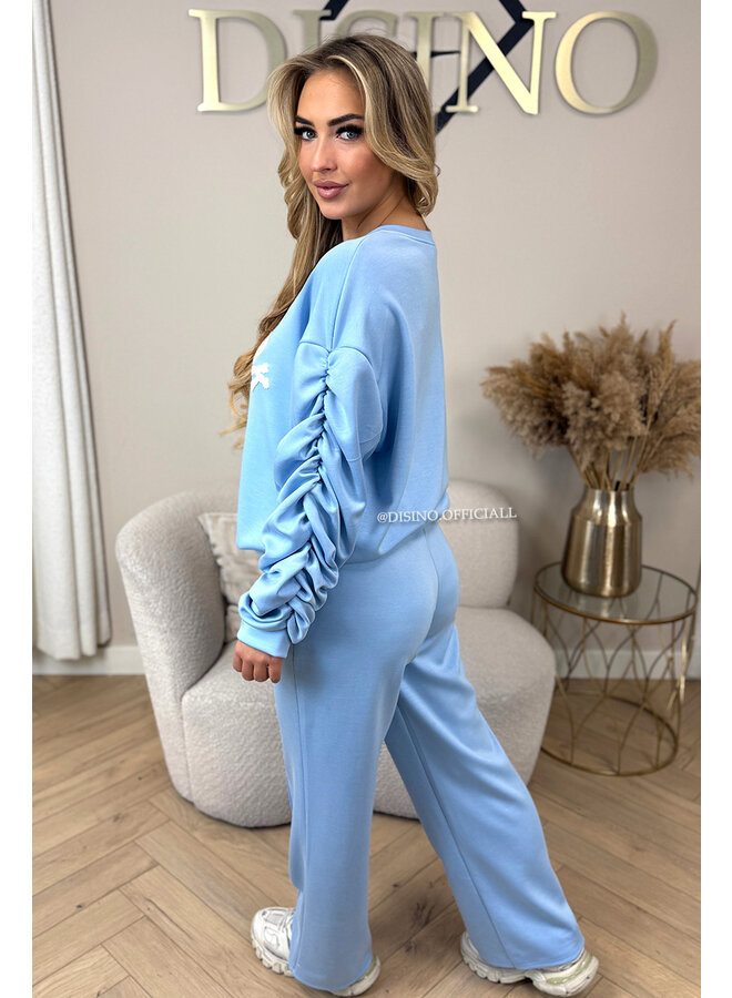 LIGHT BLUE - 'NY DONNA SET' - EXTRA SOFT & COMFY SWEATER + PANTS SET