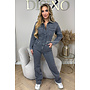 GREY - 'TAHIRA LONGSLEEVE' - PREMIUM QUALITY SUPER STRETCH DENIM JUMPSUIT
