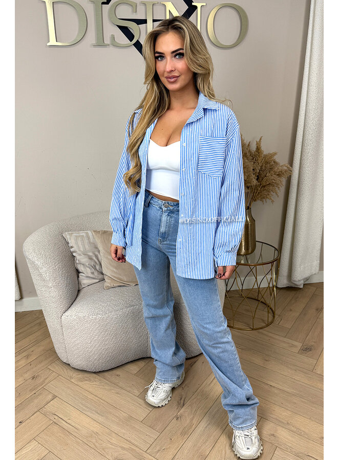 BLUE - 'MANDY V2 BLOUSE' - OVERSIZED RHINESTONE ALL OVER BLOUSE