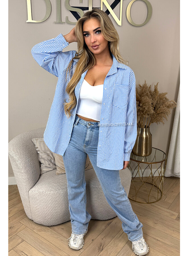 BLUE - 'MANDY V2 BLOUSE' - OVERSIZED RHINESTONE ALL OVER BLOUSE