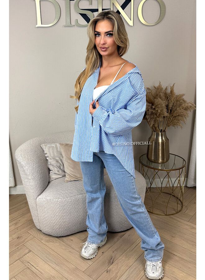 BLUE - 'MANDY V2 BLOUSE' - OVERSIZED RHINESTONE ALL OVER BLOUSE