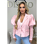 PINK - 'ALEXIS' - LACE SLEEVE PUFF SHOULDER BLAZER