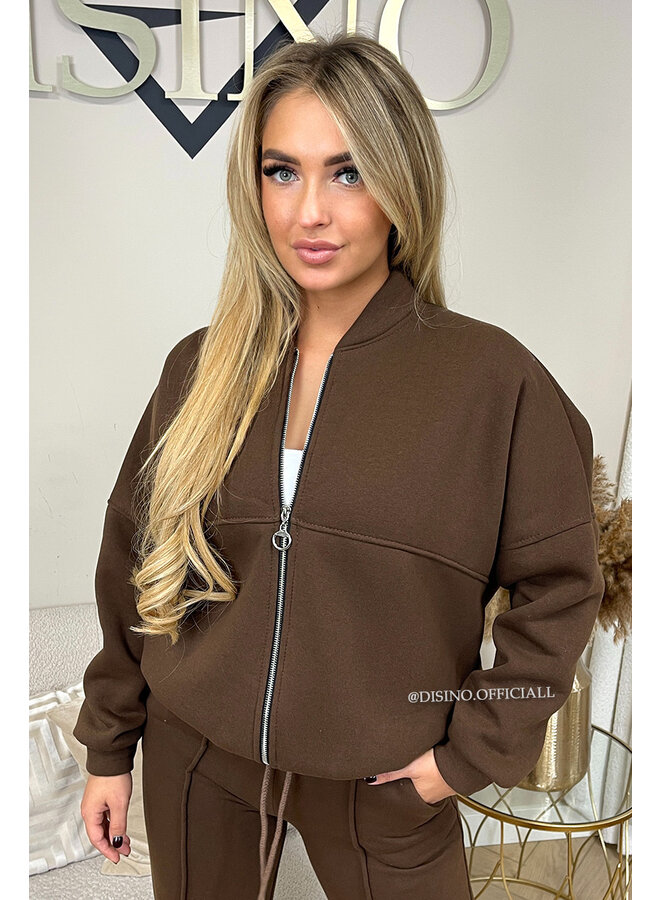 CHOCO - 'HARPER ZIPPER SET' - PREMIUM QUALITY FLEECE ZIPPER VEST + WIDE LEG JOGGER SET