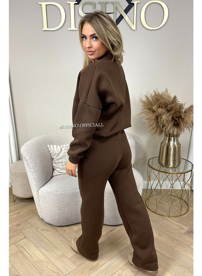 CHOCO - 'HARPER ZIPPER SET' - PREMIUM QUALITY FLEECE ZIPPER VEST + WIDE LEG JOGGER SET