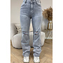 GREY - 'LISSABON' - STRETCH RIPPED KNEE BOYFRIEND JEANS
