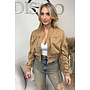 CAMEL - 'RUBIE' - MULTI POCKET CROPPED BOMBER JACKET