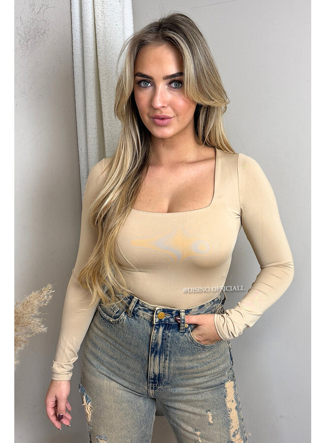 NUDE - 'NICOLE SQUARE BODY' - PERFECT FIT LONG SLEEVE BODYSUIT