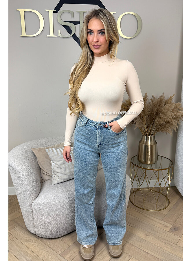 VINTAGE BLUE - 'RILEY JEANS' - SUPER STRETCH INSPIRED RELIEF  WIDE LEG JEANS