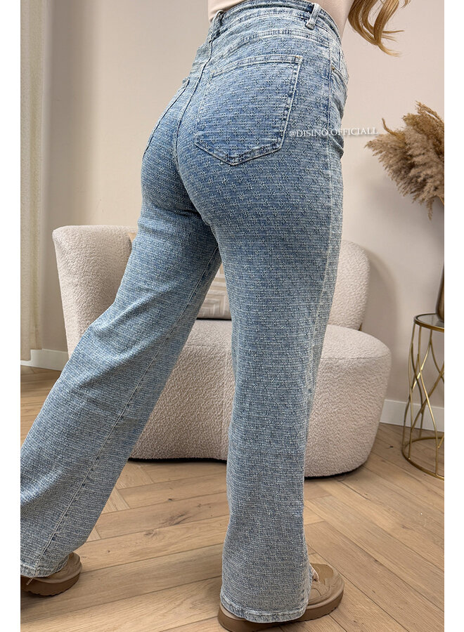 VINTAGE BLUE - 'RILEY JEANS' - SUPER STRETCH INSPIRED RELIEF  WIDE LEG JEANS