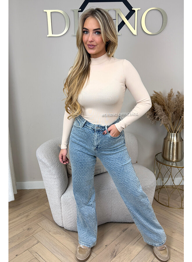 VINTAGE BLUE - 'RILEY JEANS' - SUPER STRETCH INSPIRED RELIEF  WIDE LEG JEANS