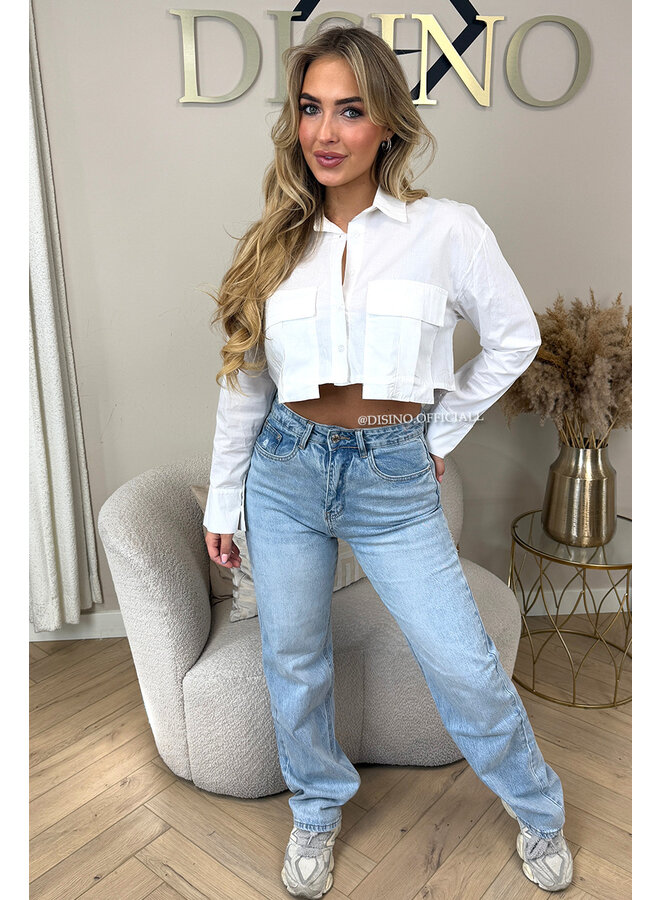 LIGHT BLUE - 'SYDNEY RHINESTONE' - STRETCH VIRAL RIPPED BACK STRAIGHT LEG JEANS
