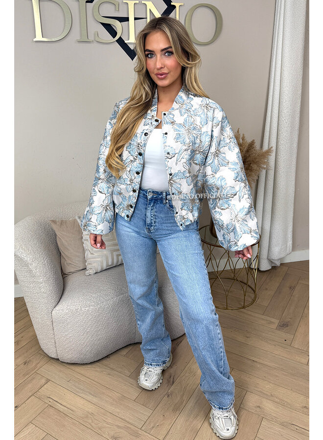 LIGHT BLUE - 'JAIMY JACKET' - EXCLUSIVE JACQUARD PRINT JACKET
