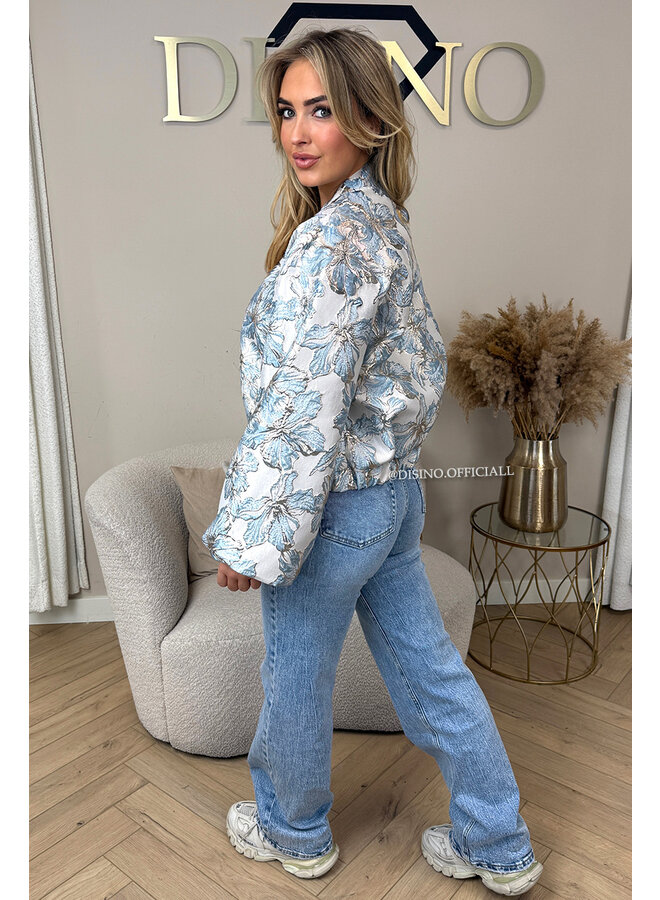 LIGHT BLUE - 'JAIMY JACKET' - EXCLUSIVE JACQUARD PRINT JACKET