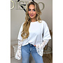 WHITE - 'ZOLA TEE' - BELL LACE SLEEVES OVERSIZED TEE