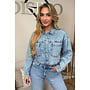 BLUE - 'HUNTER BLOUSE' - CROPPED DENIM BLOUSE JACKET