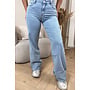 LIGHT BLUE - 'REEVA' - FOLD UP SUPER STRETCH WIDE LEG JEANS