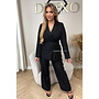 BLACK - 'AMAYA SUIT' - CLASSY STRIPED WRAP ON BLAZER + PANTALON SUIT