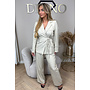 BEIGE - 'AMAYA SUIT' - CLASSY STRIPED WRAP ON BLAZER + PANTALON SUIT