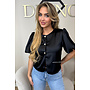 BLACK - 'ELODIE TOP' - EXCLUSIVE SATIN BUTTON UP TOP