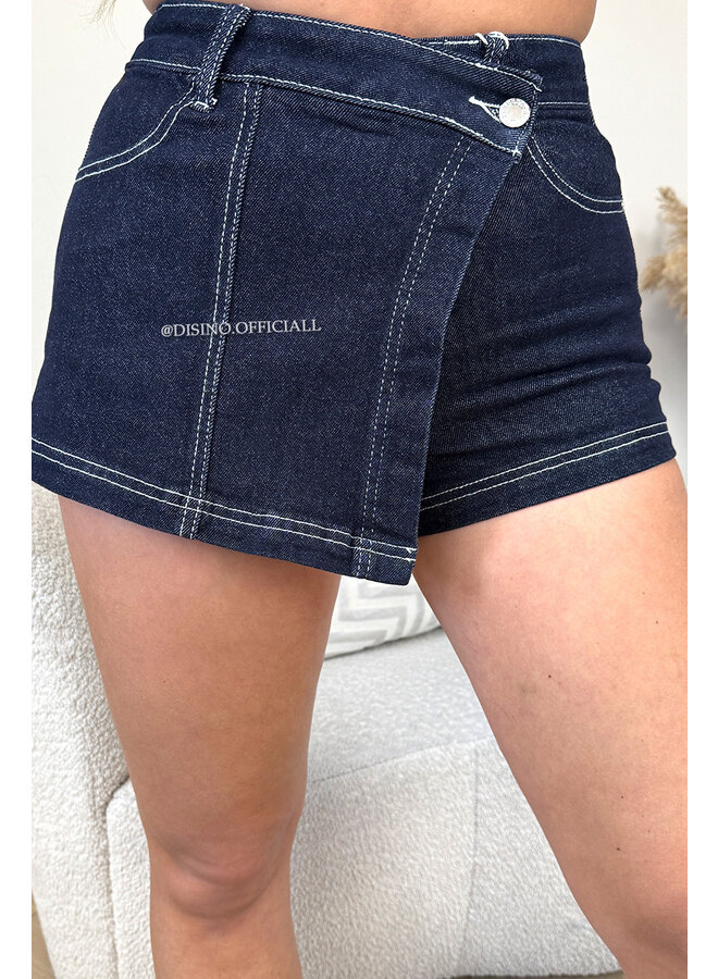 DARK BLUE - 'RHEA SKORT' - STRETCH DENIM SKORT