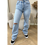 LIGHT BLUE - 'PHOENIX' - STRETCH RIPPED KNEE WIDE LEG JEANS