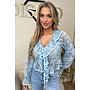 BLUE - 'INDIE BLOUSE' - RUFFLE LACE LONG SLEEVE TOP