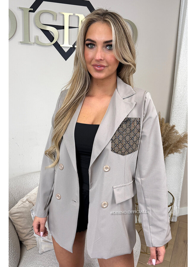 TAUPE - 'NOOR' - OVERSIZED INSPIRED POCKET DESIGNER BLAZER