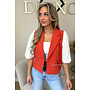 CORAL - 'QUINN SHORT SLEEVE' - BRODERIE PUFF SLEEVE BLAZER