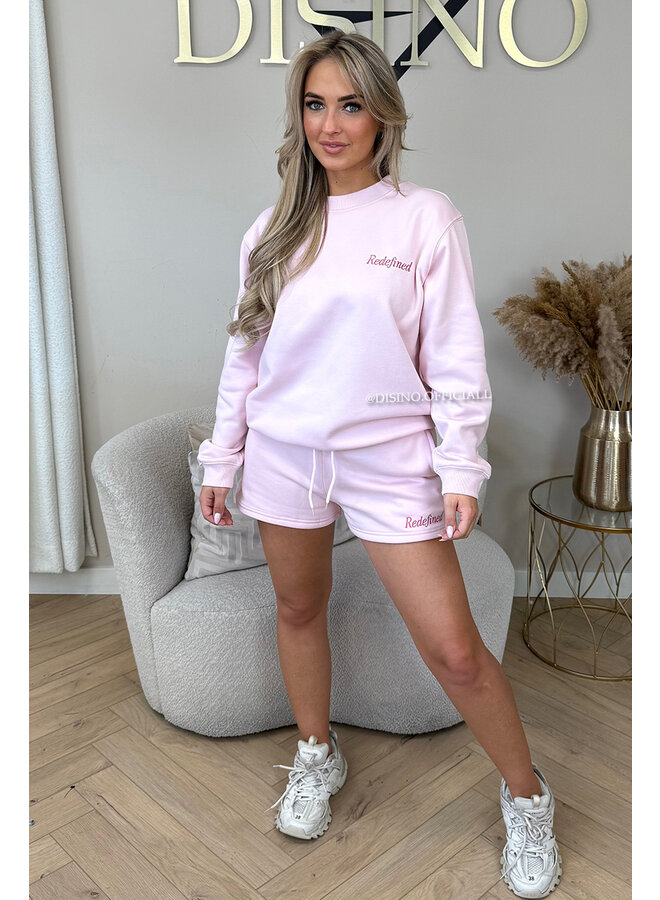 SOFT PINK - 'REDEFINED JOGGER SET' - PREMIUM QUALITY SWEATER + SHORT