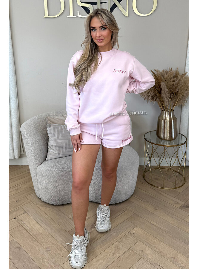 SOFT PINK - 'REDEFINED JOGGER SET' - PREMIUM QUALITY SWEATER + SHORT