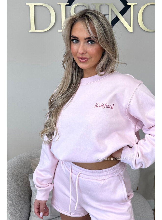 SOFT PINK - 'REDEFINED JOGGER SET' - PREMIUM QUALITY SWEATER + SHORT