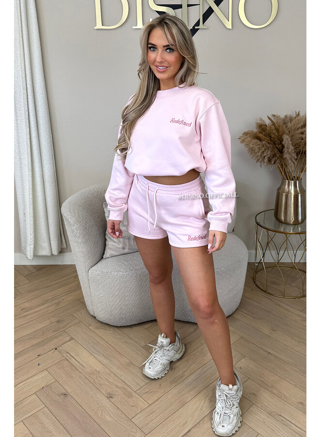 SOFT PINK - 'REDEFINED JOGGER SET' - PREMIUM QUALITY SWEATER + SHORT