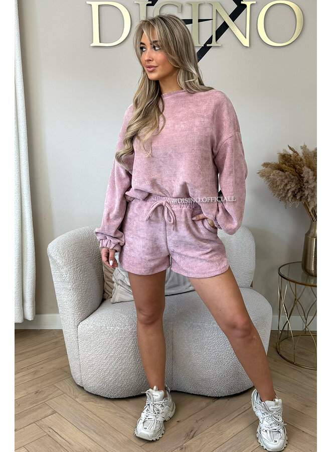 PINK - 'BLAIRE SET' - BADSTOF OVERSIZED SWEATER + SHORT SET