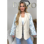 BEIGE - 'JESSICA BLAZER' - EXCLUSIVE JACQUARD SLEEVES OVERSIZED BLAZER