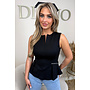 BLACK - 'ZOEY PEPLUM TOP' - CUTE PEPLUM ZIPPER TOP