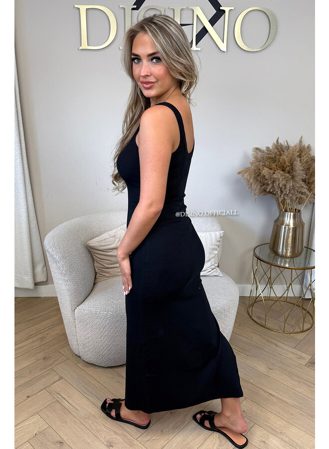 BLACK - 'JENNY DRESS' - RIBBED BASIC SUMMER DRESS