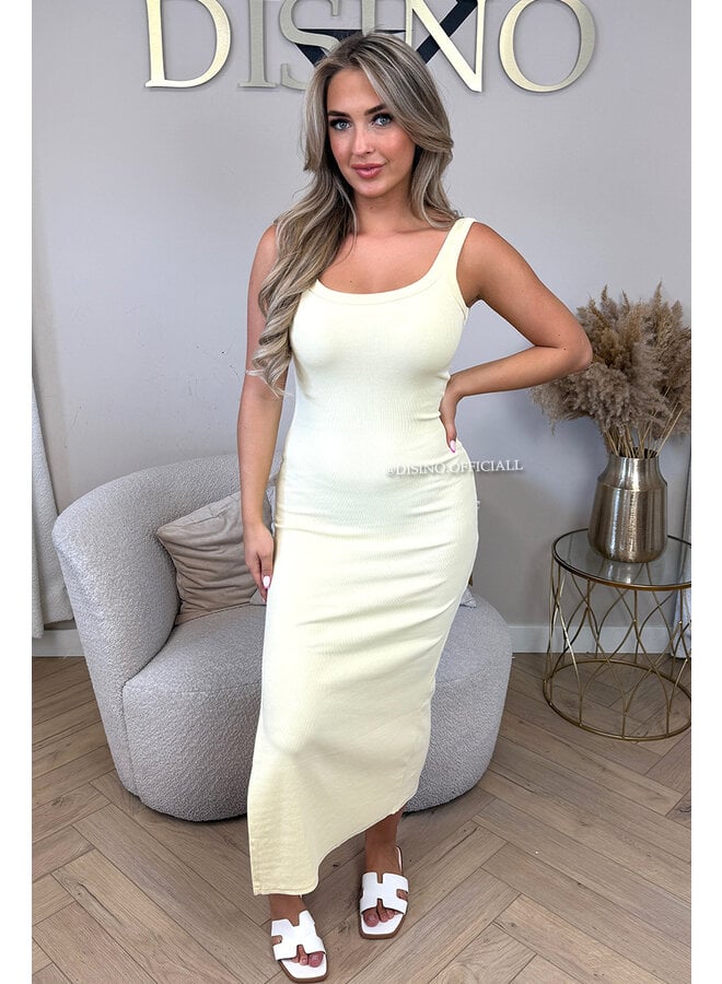 YELLOW - 'JENNY DRESS' - RIBBED BASIC SUMMER DRESS