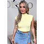 SOFT YELLOW - 'CLEO' - BOYFRIEND PUFF SHOULDER TOP