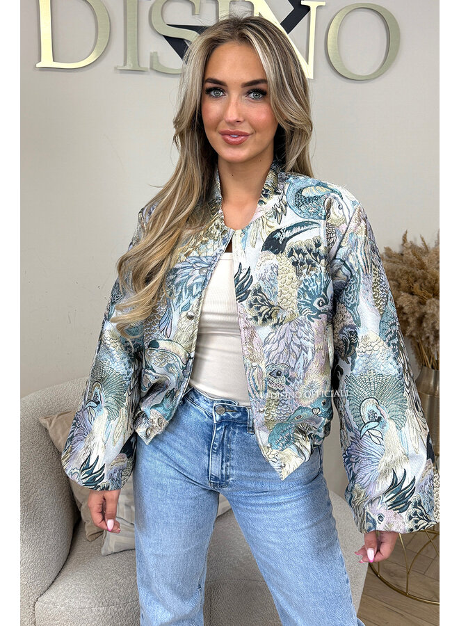 BLUE - 'RIO JACKET' - EXCLUSIVE PAPEGAAI JACQUARD PRINT JACKET